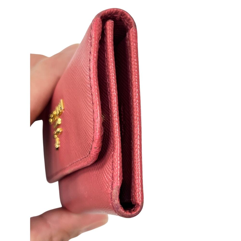 Prada Saffiano Leather 6 Key Holder Coral Pink Tamaris Gold Logo - Picture 10 of 15